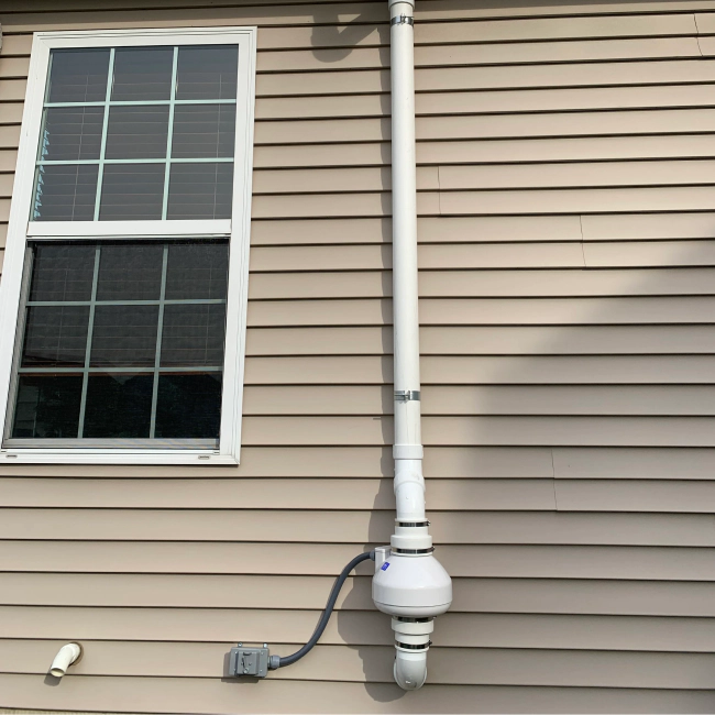 house with radon fan install outside north ridgeville oh